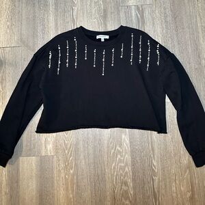 Francesca’s Black Crop Sweatshirt